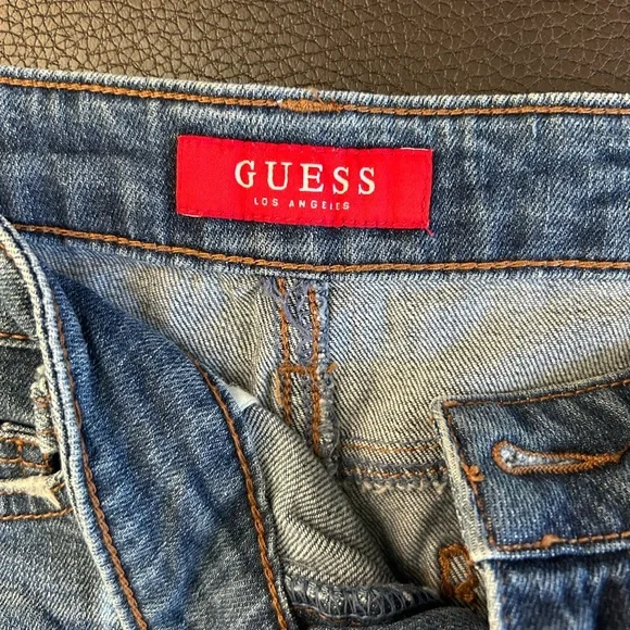Guess Blue Distressed Jean Shorts - Picture 4 of 10